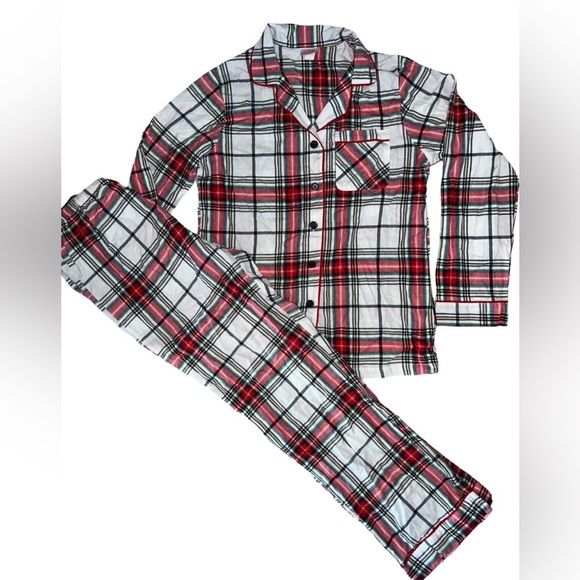 Women's XL Red/White Tartan Flannel Pajama Set ~ Wondershop W89R6 - Picture 2 of 6